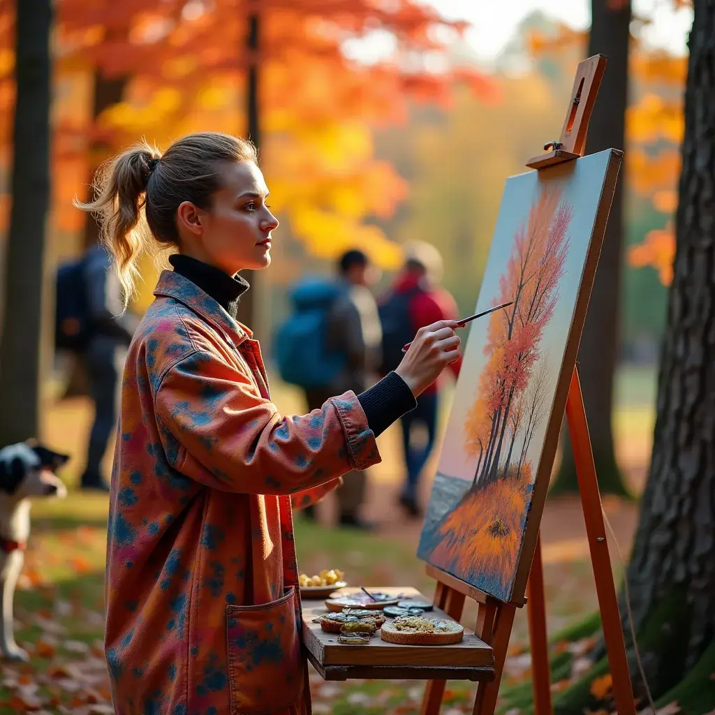 Золотые и красные листья, покрывающие землю в лесу