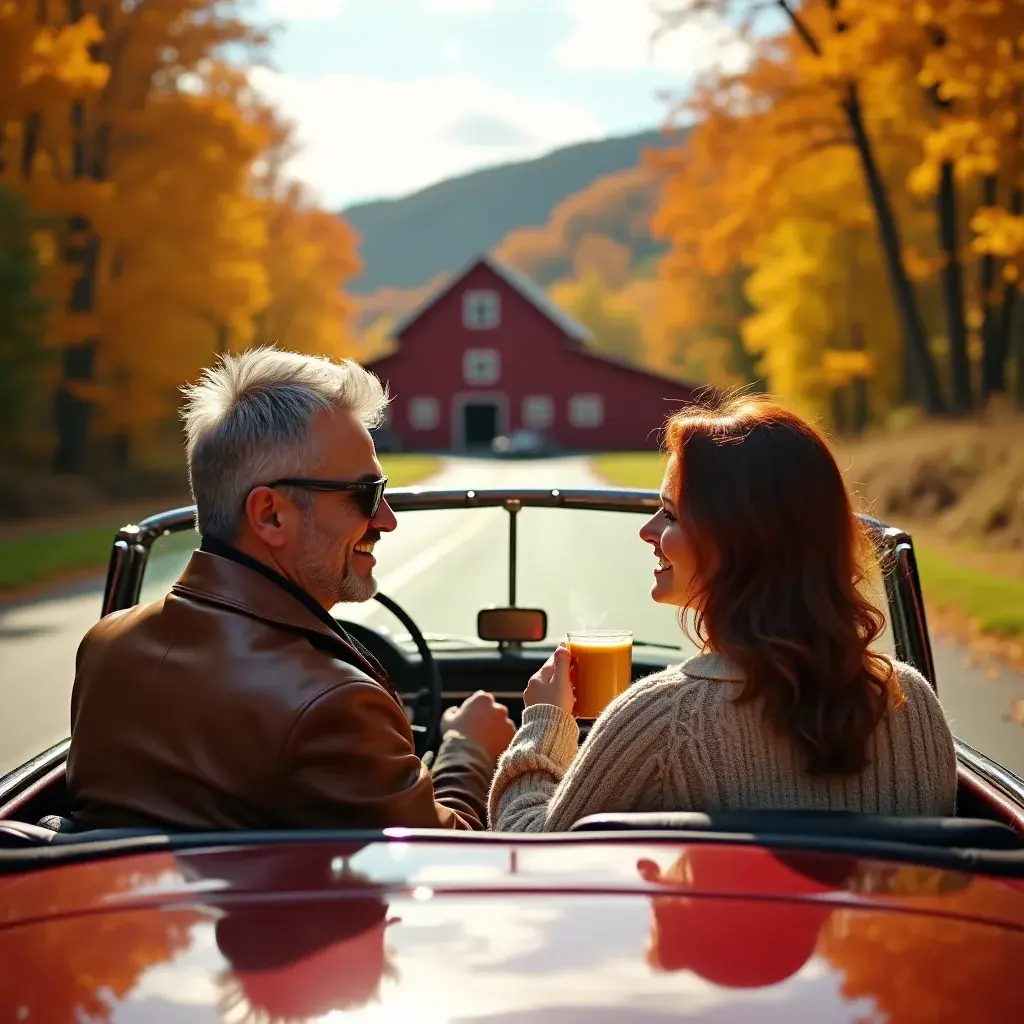 Дорога, пересекающая лес, полный осенних красок